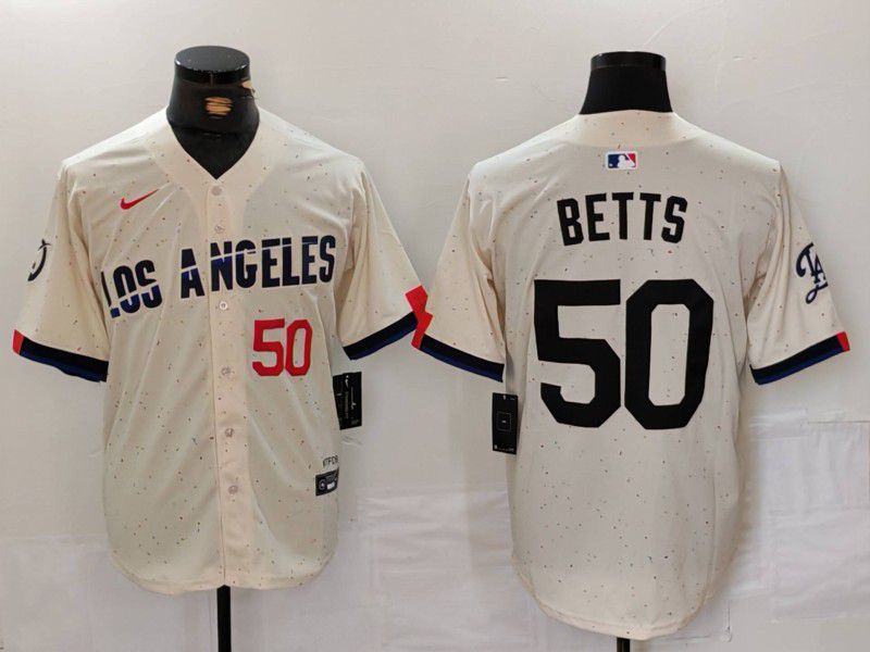 Men Los Angeles Dodgers #50 Betts Cream Fashion Nike Game MLB Jersey style 7012->los angeles dodgers->MLB Jersey
